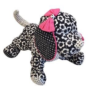 Douglas Quilted Floral Puppy Dog Pink Black White 10"